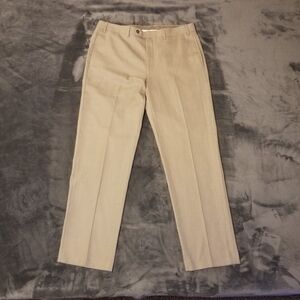 Tan Flat Front 36W x 32L Men's Four Pocket Dress Trousers